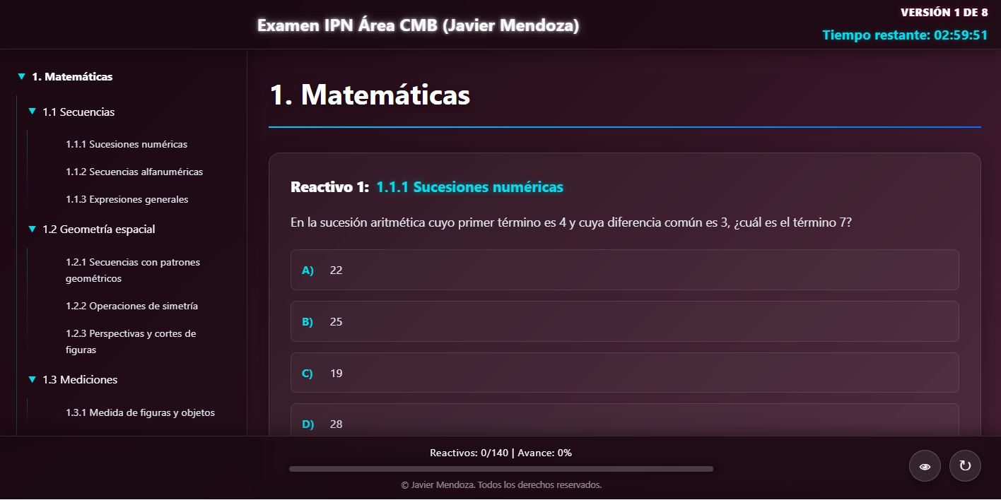 Captura de pantalla de Examen IPN CMB