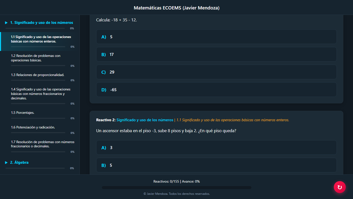 Captura de pantalla de Matemáticas ECOEMS