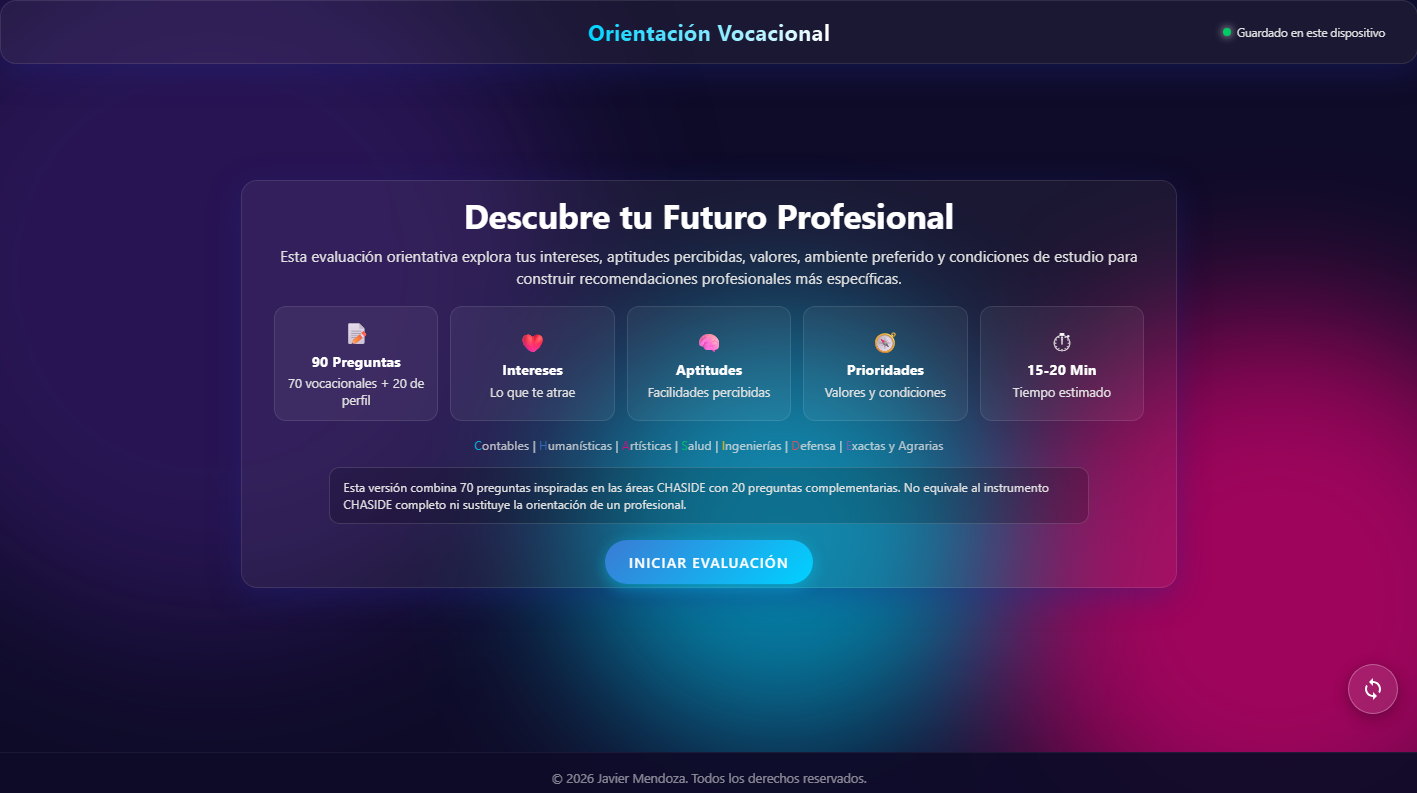 Captura de pantalla de Orientación Vocacional