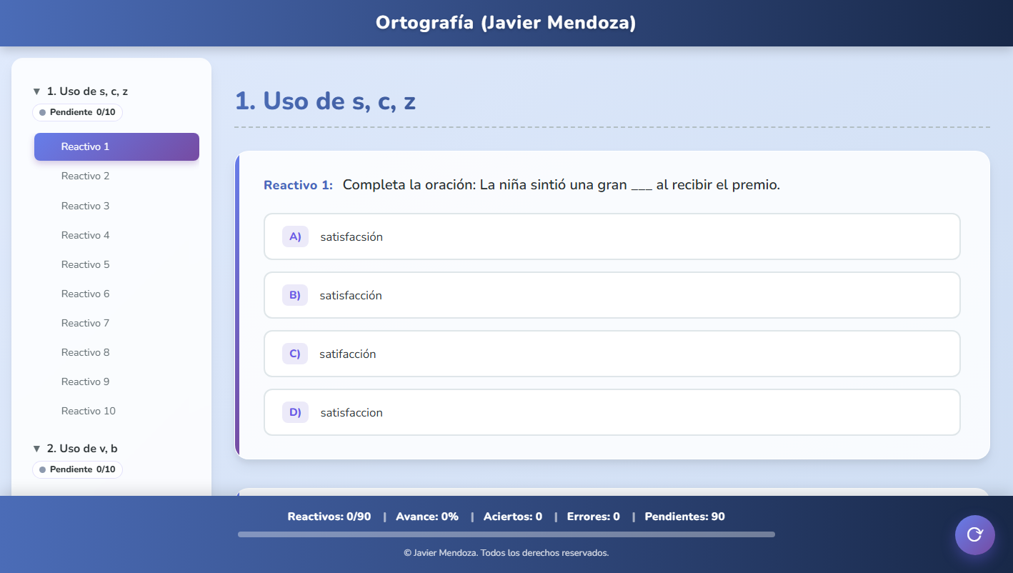 Captura de pantalla de Ortografía