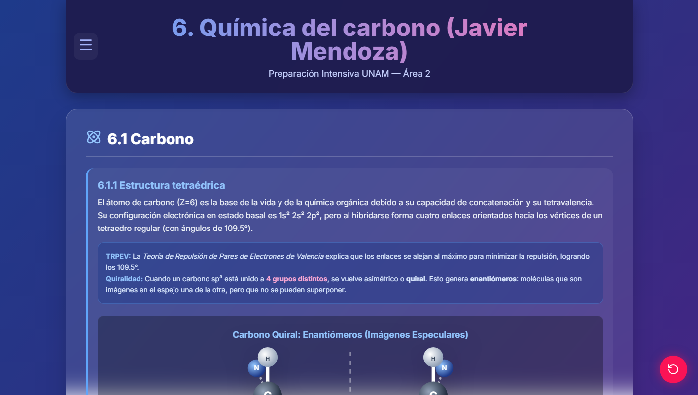 Captura de pantalla de Química del Carbono