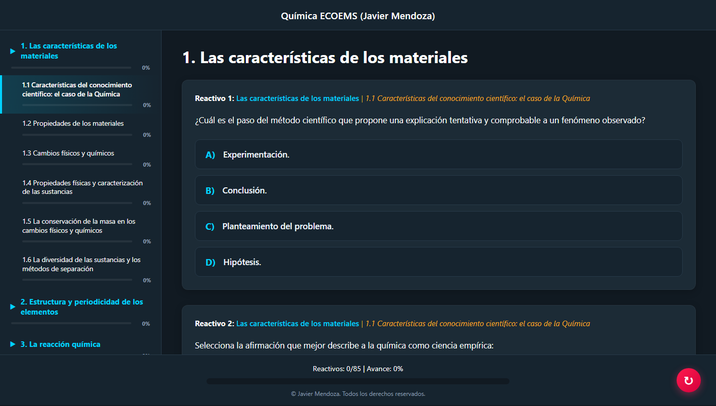 Captura de pantalla de Química ECOEMS